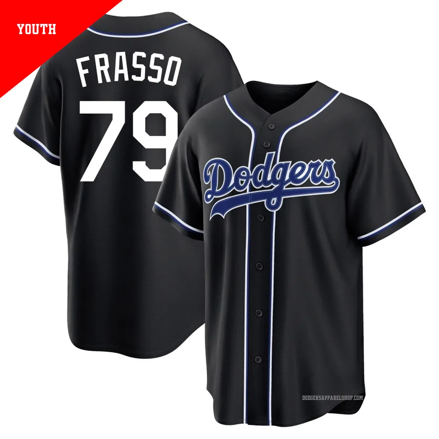 Youth Los Angeles Dodgers ＃79 Nick Frasso Black Replica Fashion Out Jersey