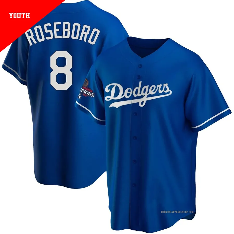 Youth Los Angeles Dodgers ＃8 John Roseboro Royal Replica Alternate 2024 World Series Champions Jersey