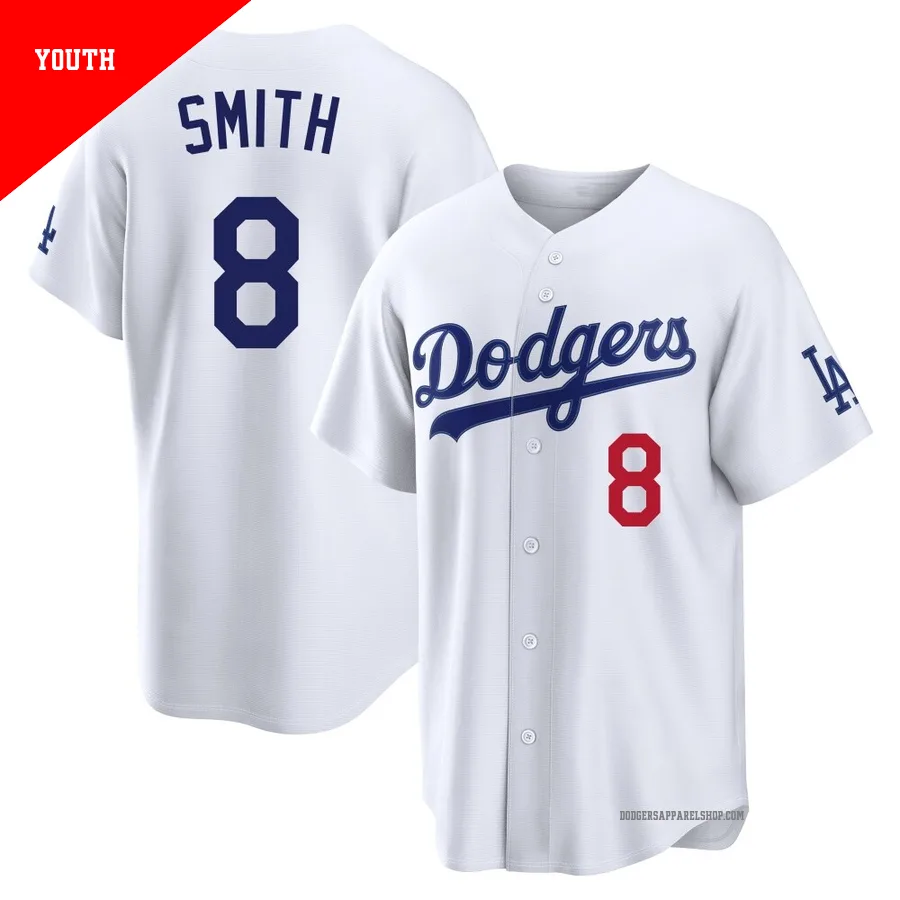 Youth Los Angeles Dodgers ＃8 Reggie Smith White Limited Home Stadium Jersey