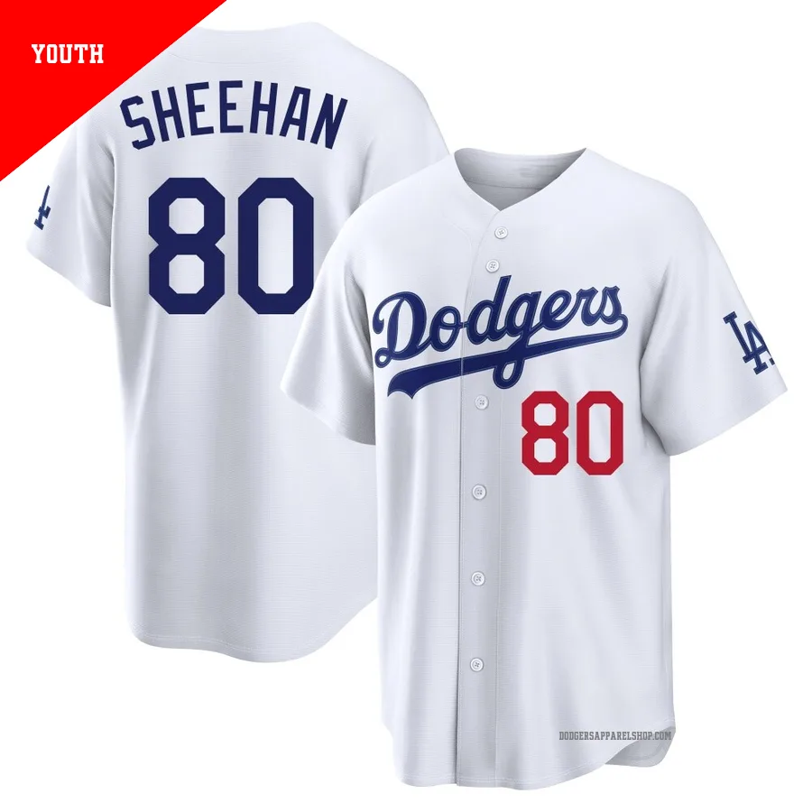Youth Los Angeles Dodgers ＃80 Emmet Sheehan White Limited Home Stadium Jersey
