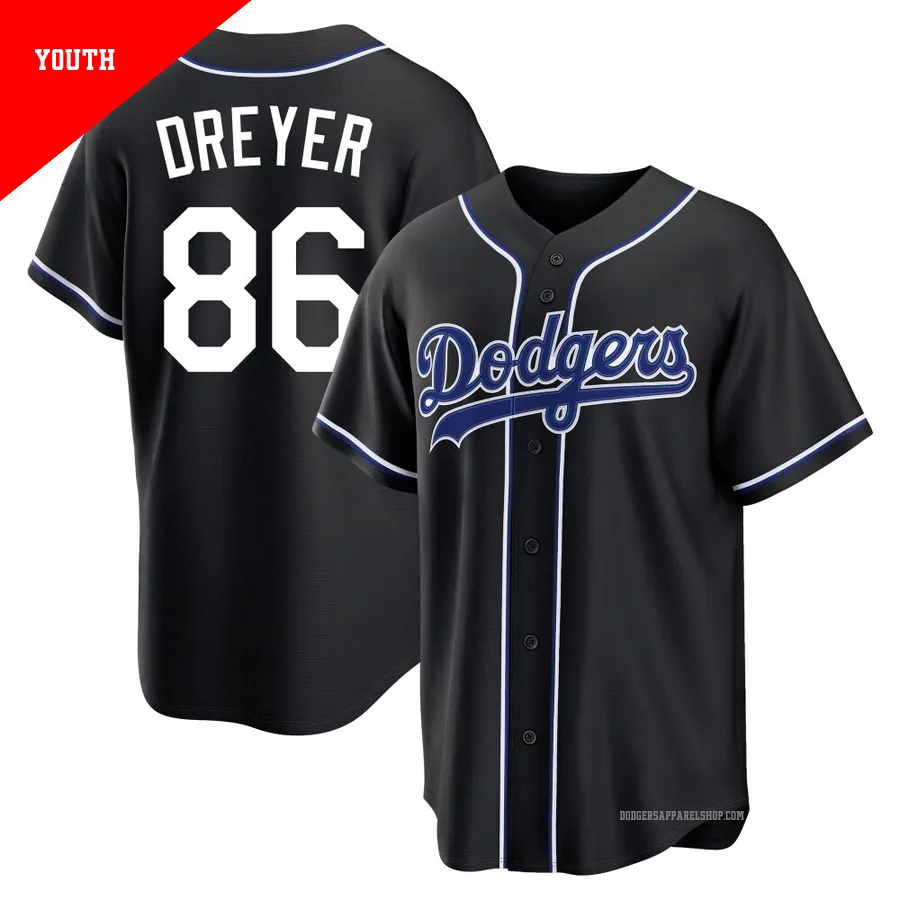Youth Los Angeles Dodgers ＃86 Jack Dreyer Black Replica Fashion Out Jersey