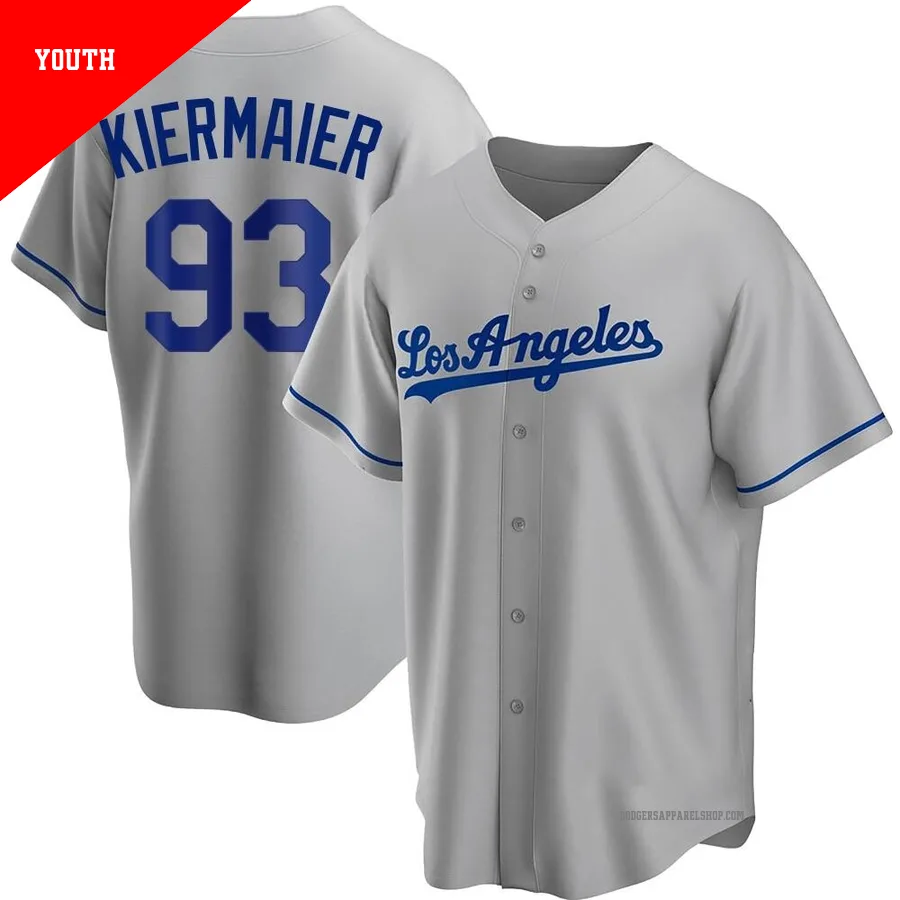 Youth Los Angeles Dodgers ＃93 Kevin Kiermaier Gray Replica Road Jersey