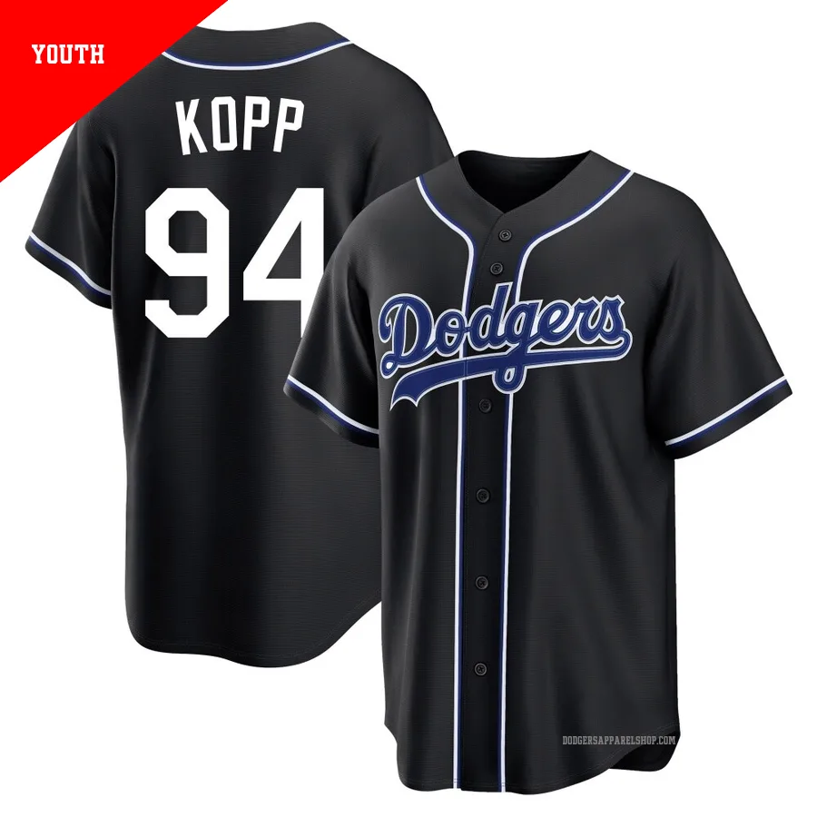 Youth Los Angeles Dodgers ＃94 Ronan Kopp Black Replica Fashion Out Jersey